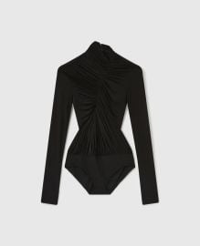 Women Black Crepe Jersey Draped Bodysuit Stella McCartney US at Stella McCartney